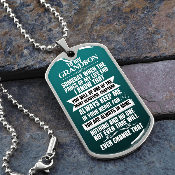 To my GRANDSON - Military Chain (Silver or Gold) Jewelry ShineOn Fulfillment Military Chain (Silver) No 