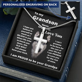To my Grandson - Never forget that I Love You - Personalized Cross Necklace Jewelry ShineOn Fulfillment