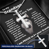 To my Grandson - Never forget that I Love You - Personalized Cross Necklace Jewelry ShineOn Fulfillment