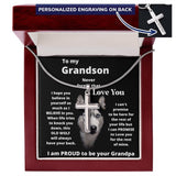 To my Grandson - Never forget that I Love You - Personalized Cross Necklace Jewelry ShineOn Fulfillment Luxury Box w/ LED 