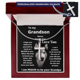 To my Grandson - Never forget that I Love You - Personalized Cross Necklace Jewelry ShineOn Fulfillment Luxury Box w/ LED