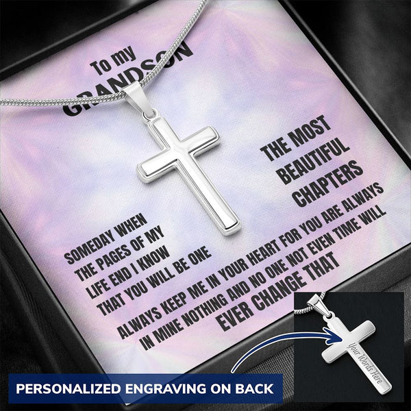 To my Grandson - Personalized Cross Necklace Jewelry ShineOn Fulfillment