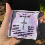 To my Grandson - Personalized Cross Necklace Jewelry ShineOn Fulfillment 