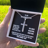 To my Grandson - Someday when the pages of my life end... - Personalized Cross Necklace Jewelry ShineOn Fulfillment 