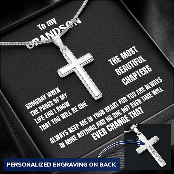 To my Grandson - Someday when the pages of my life end... - Personalized Cross Necklace Jewelry ShineOn Fulfillment 