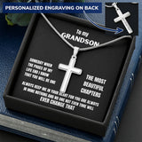 To my Grandson - Someday when the pages of my life end... - Personalized Cross Necklace Jewelry ShineOn Fulfillment Two Toned Box 