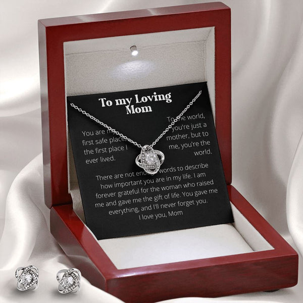 To my Loving Mom - Love Knot Plus earrings set Jewelry ShineOn Fulfillment 