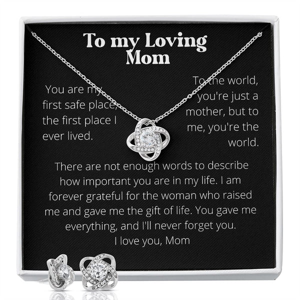 To my Loving Mom - Love Knot Plus earrings set Jewelry ShineOn Fulfillment 