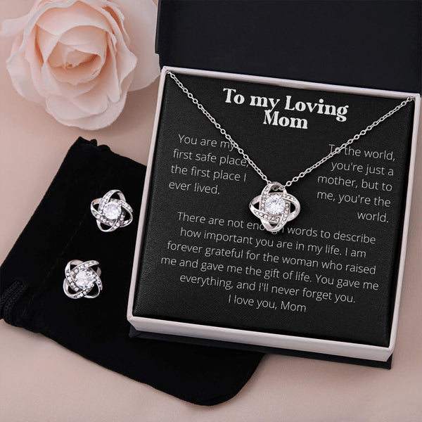 To my Loving Mom - Love Knot Plus earrings set Jewelry ShineOn Fulfillment Standard Box 