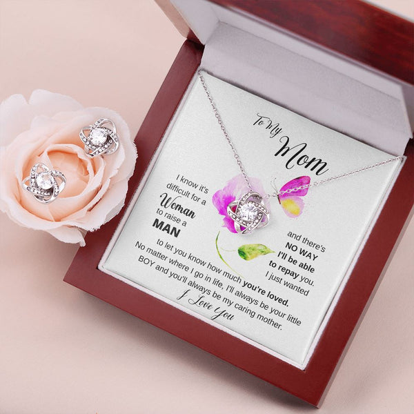 To my Mom - I love you - Love Knot Earring & Necklace Set! Jewelry ShineOn Fulfillment Mahogany Style Luxury Box 