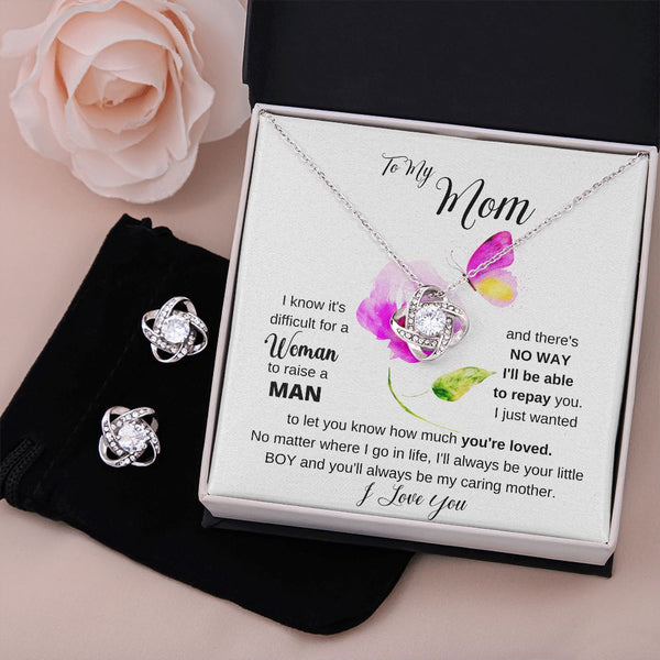To my Mom - I love you - Love Knot Earring & Necklace Set! Jewelry ShineOn Fulfillment Standard Box 