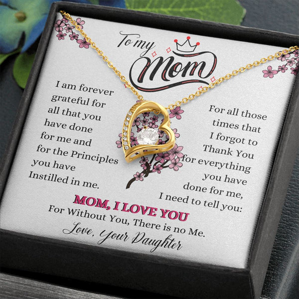 To my Mom - Love your Daughter - Forever Love Necklace Jewelry ShineOn Fulfillment 18k Yellow Gold Finish Standard Box 