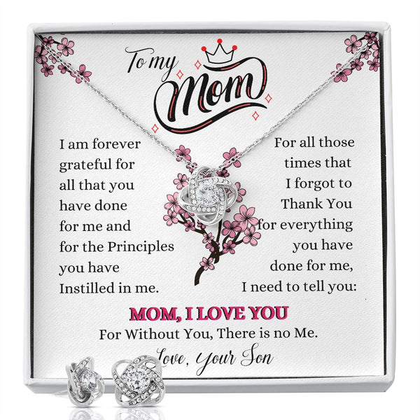 To my Mom- Love your Son - Love Knot Earring & Necklace Set! Jewelry ShineOn Fulfillment 