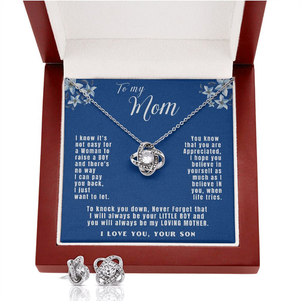 To my Mom - with Love your Son - Love Knot Earring & Necklace Set! Jewelry ShineOn Fulfillment 