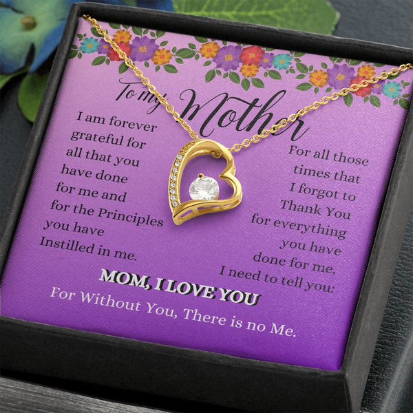 To my Mother - For all those times that... - Forever Love Necklace Jewelry ShineOn Fulfillment 18k Yellow Gold Finish Standard Box 