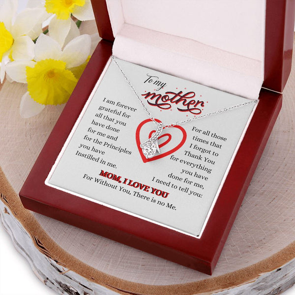 To my Mother - Mom I Love you - Alluring Beauty Necklace Jewelry ShineOn Fulfillment Mahogany Style Luxury Box (w/LED) 