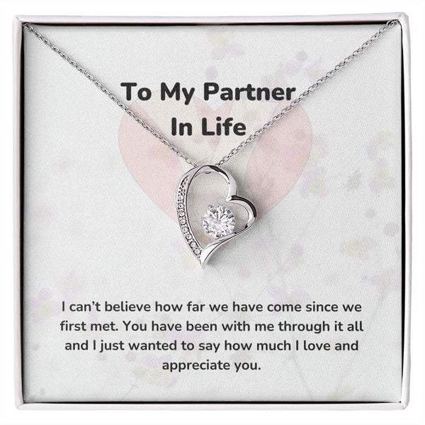 To My Partner In Life - Forever Love Necklace - Jewelry ShineOn Fulfillment 14k White Gold Finish Standard Box (FREE) 