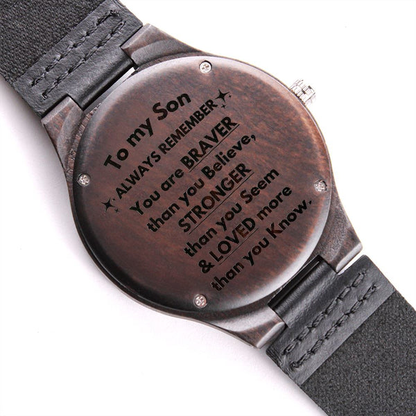 To my Son - Every time they check the time, they will be reminded of your love. Engraved Wooden Watch Watches ShineOn Fulfillment 