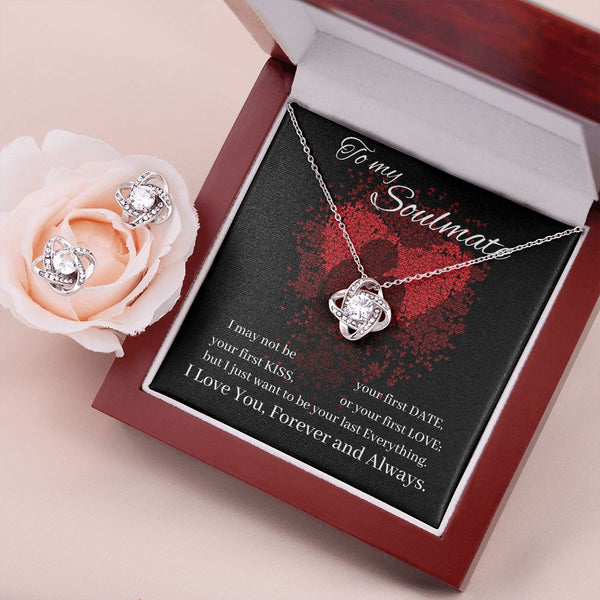To my Soulmate - Love Knot Earring & Necklace Set! Jewelry ShineOn Fulfillment Mahogany Style Luxury Box 