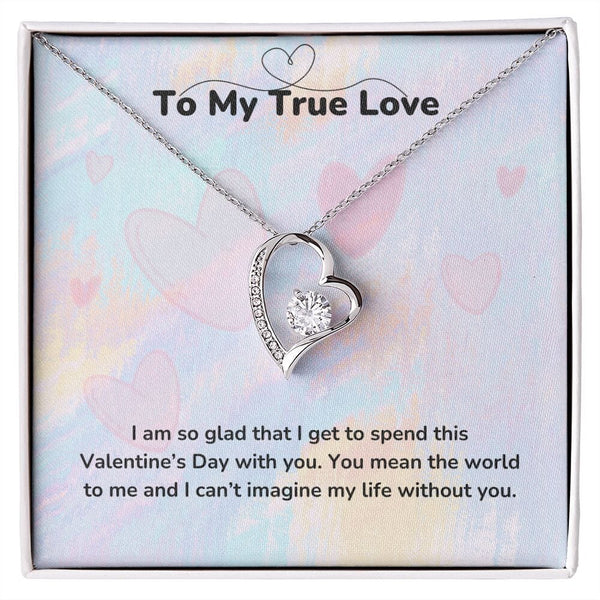 To My True Love - Forever Love Necklace - Jewelry ShineOn Fulfillment 14k White Gold Finish Standard Box (FREE) 
