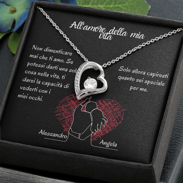 To The LOVE of My Life - Forever Love Necklace - Italian Jewelry ShineOn Fulfillment 14k White Gold Finish Standard Box 