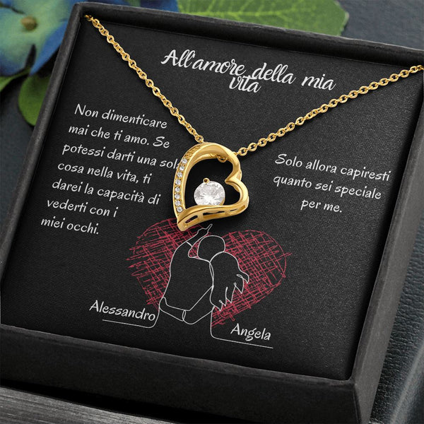 To The LOVE of My Life - Forever Love Necklace - Italian Jewelry ShineOn Fulfillment 18k Yellow Gold Finish Standard Box 