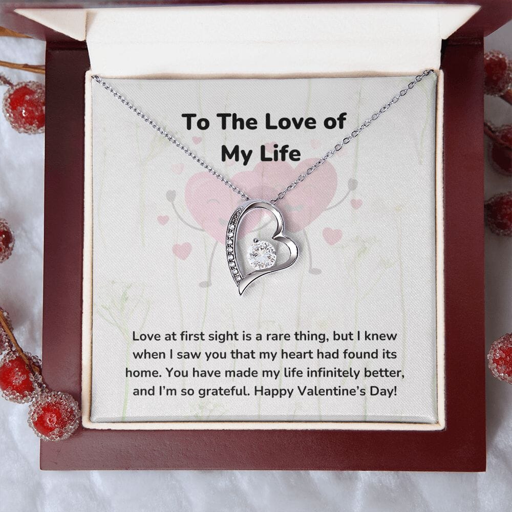 To The Love of My Life - Forever Love Necklace - Jewelry ShineOn Fulfillment 14k White Gold Finish Luxury Box/Mahogany Led light 