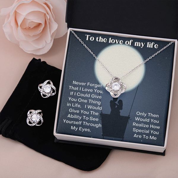 To the love of my life - Love Knot Earring & Necklace Set Jewelry ShineOn Fulfillment Standard Box 