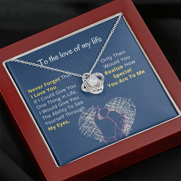 To the Love Of My Life - Love Knot Necklace - Blues Jewelry ShineOn Fulfillment Mahogany Style Luxury Box 