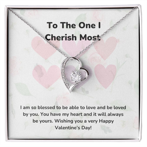 To The One I Cherish Most - Forever Love Necklace - Jewelry ShineOn Fulfillment 14k White Gold Finish Standard Box (FREE) 