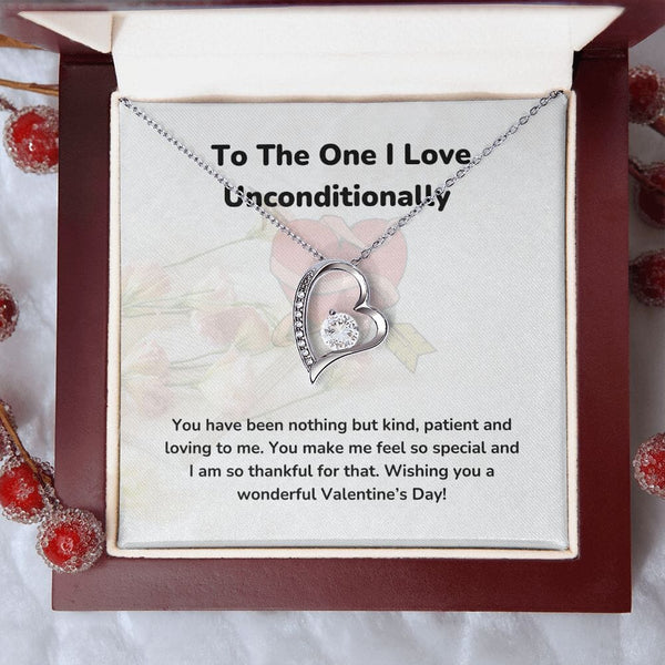 To The One I Love Unconditionally - Forever Love Necklace - Jewelry ShineOn Fulfillment 14k White Gold Finish Luxury Box/Mahogany Led light 