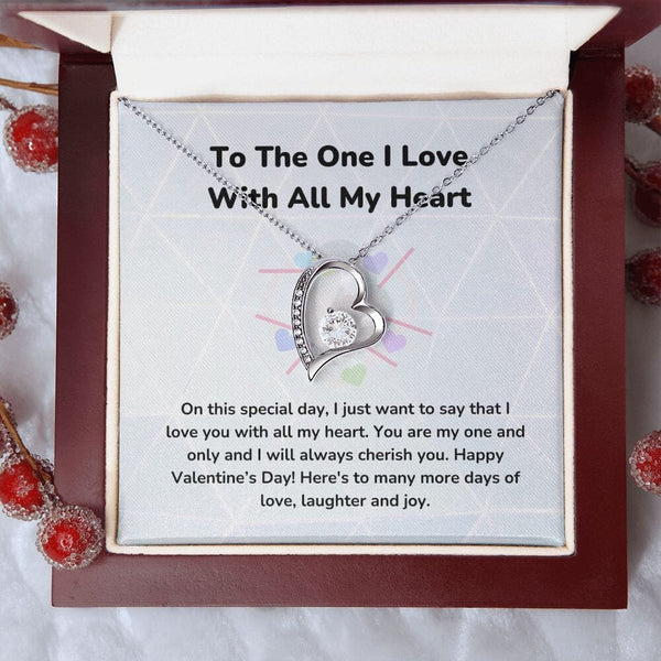 To The One I Love With All My Heart - Forever Love Necklace - Jewelry ShineOn Fulfillment 14k White Gold Finish Luxury Box 