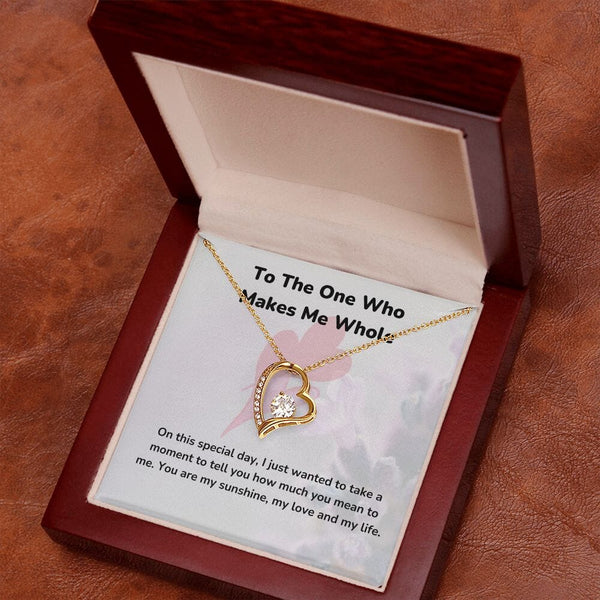 To The One Who Makes Me Whole - Forever Love Necklace - Jewelry ShineOn Fulfillment 18k Yellow Gold Finish Luxury Box/Mahogany Led light 