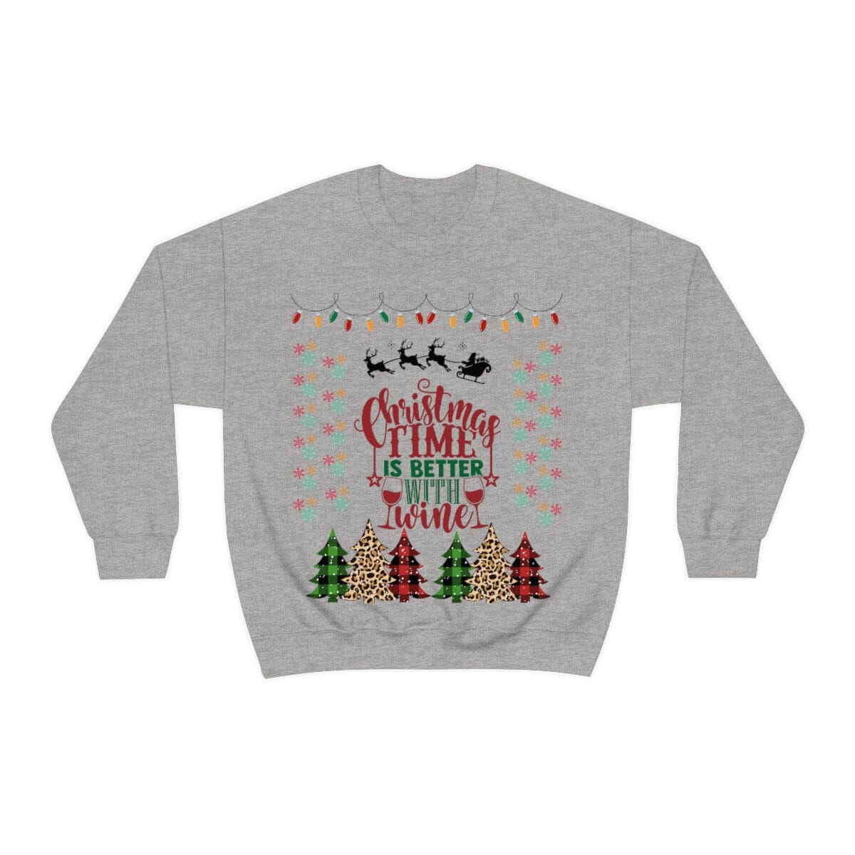 Ugly Christmas Sweater - Christmas Time is better with Wine Sweatshirt Printify S Sport Grey 