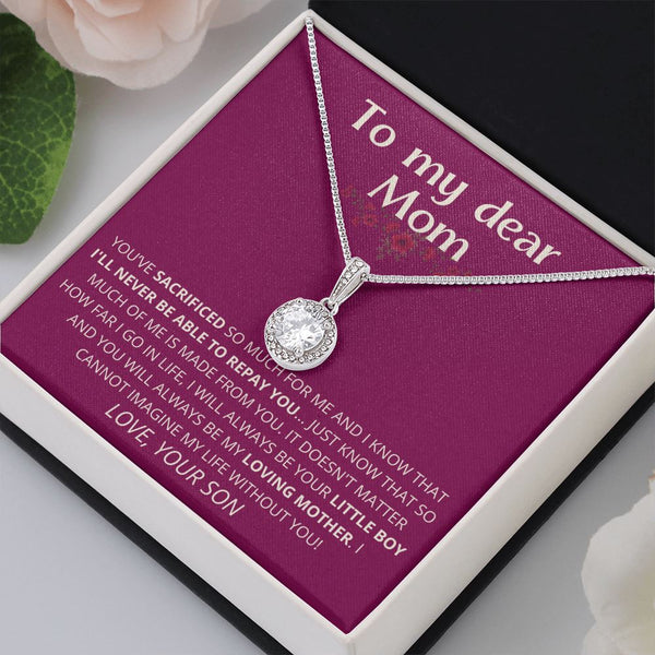 Velvet - To My Dear Mom | I Can't Imagine My Life Without You | From Son to Mother Necklace Jewelry ShineOn Fulfillment 
