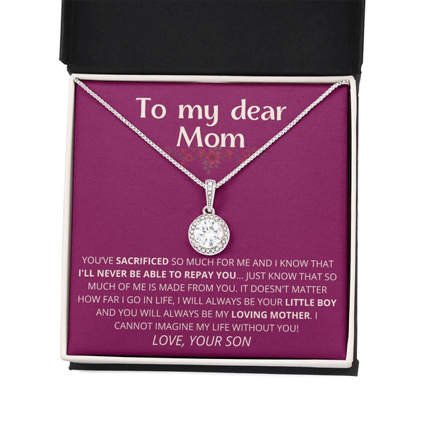 Velvet - To My Dear Mom | I Can't Imagine My Life Without You | From Son to Mother Necklace Jewelry ShineOn Fulfillment 