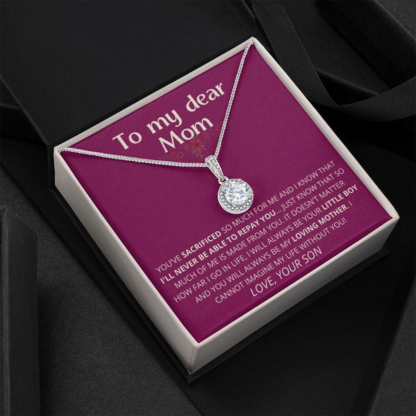 Velvet - To My Dear Mom | I Can't Imagine My Life Without You | From Son to Mother Necklace Jewelry ShineOn Fulfillment Standard Box 