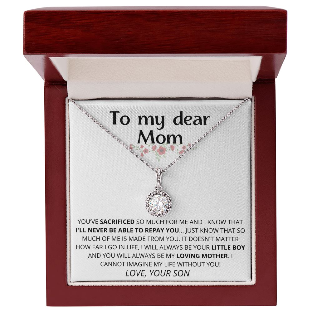 white - To My Dear Mom | I Can't Imagine My Life Without You | From Son to Mother Necklace Jewelry ShineOn Fulfillment 
