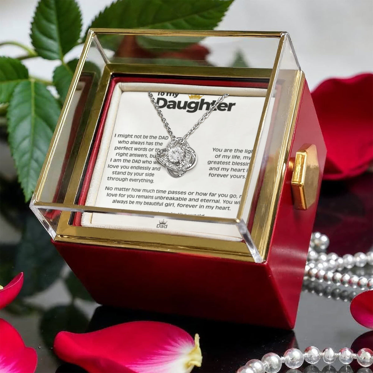 A Gift That Embodies Your Unbreakable Love - Love Knot Necklace with preserved rose. NEW Jewelry ShineOn Fulfillment 