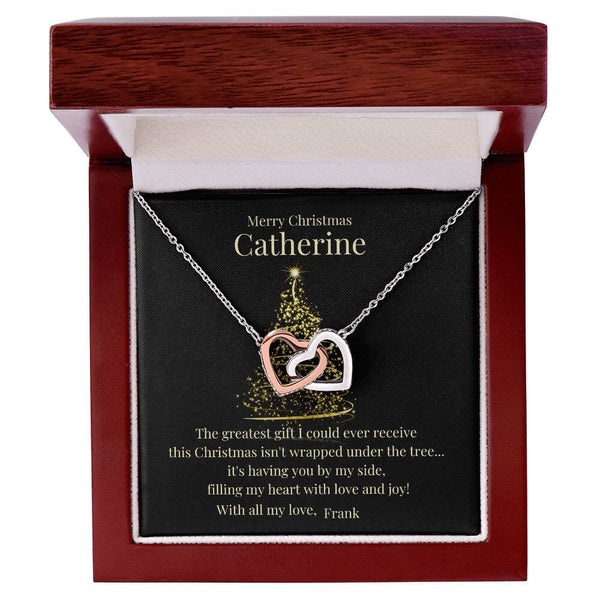 A Heartfelt Christmas Gift - Interlocking Hearts Necklace for Someone You Love Jewelry ShineOn Fulfillment 14k White Gold Finish Luxury Box 