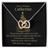 A Heartfelt Christmas Gift - Interlocking Hearts Necklace for Someone You Love Jewelry ShineOn Fulfillment 14k White Gold Finish Standard Box 