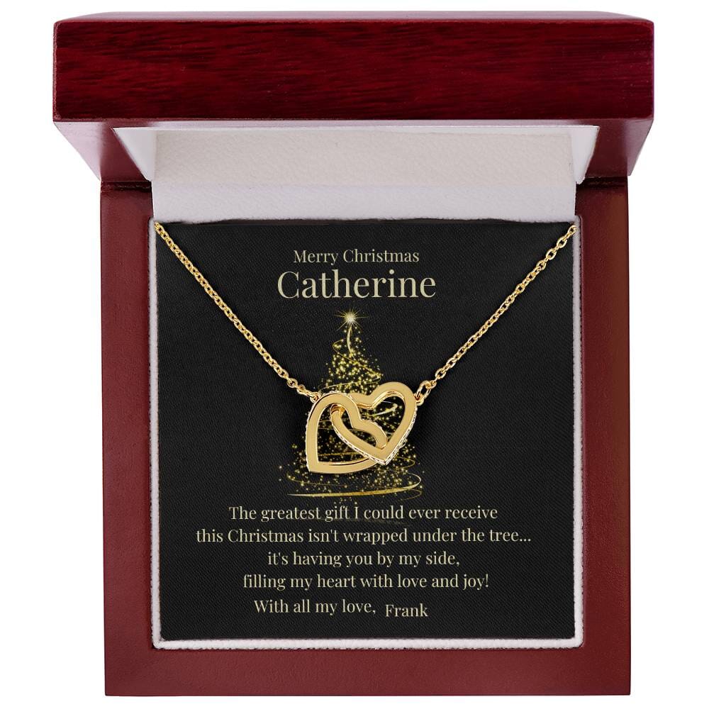 A Heartfelt Christmas Gift - Interlocking Hearts Necklace for Someone You Love Jewelry ShineOn Fulfillment 18K Yellow Gold Finish Luxury Box 