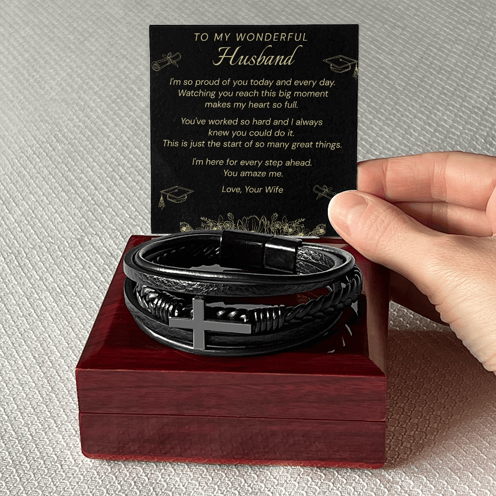 To My Wonderful Husband, I'm So Proud of You Today and Every Day – Personalized Graduation Bracelet for Husband