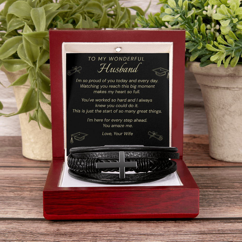To My Wonderful Husband, I'm So Proud of You Today and Every Day – Personalized Graduation Bracelet for Husband