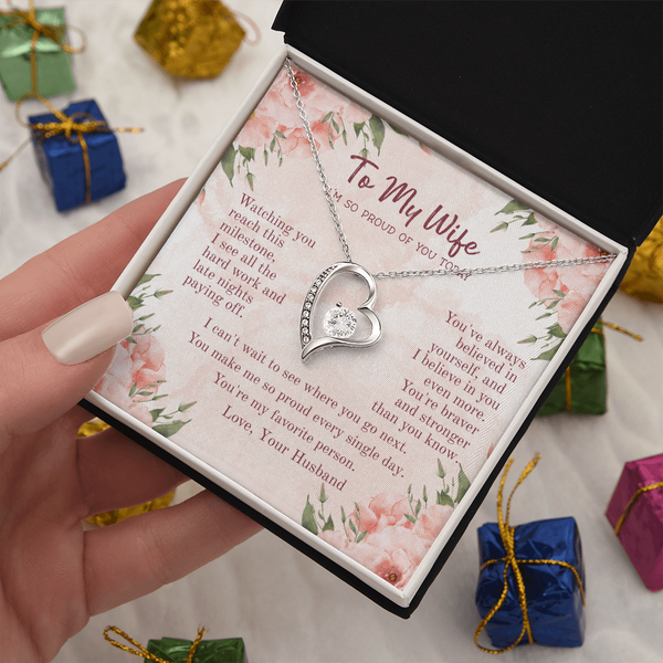 Cherished Forever Love Necklace – Heartfelt Gift for Wife with Message Card