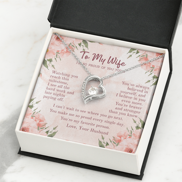 Cherished Forever Love Necklace – Heartfelt Gift for Wife with Message Card