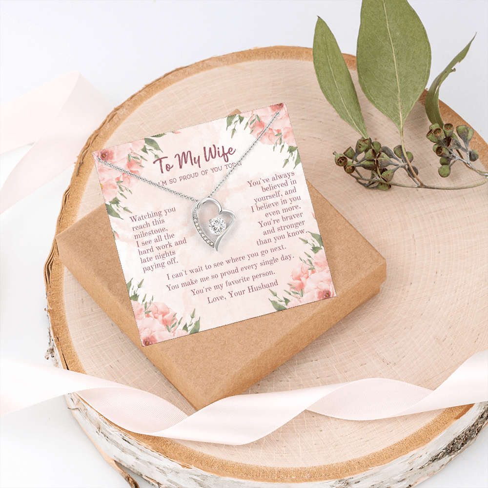 Cherished Forever Love Necklace – Heartfelt Gift for Wife with Message Card