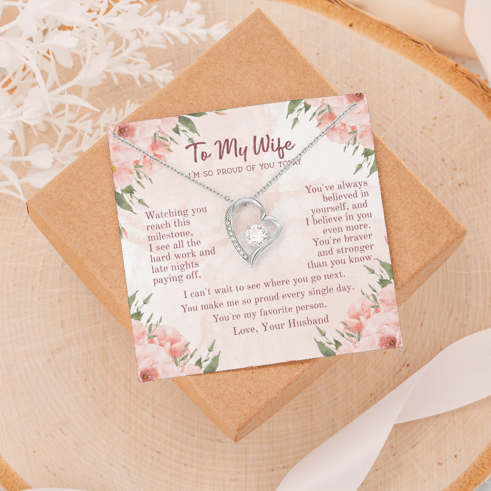 Cherished Forever Love Necklace – Heartfelt Gift for Wife with Message Card