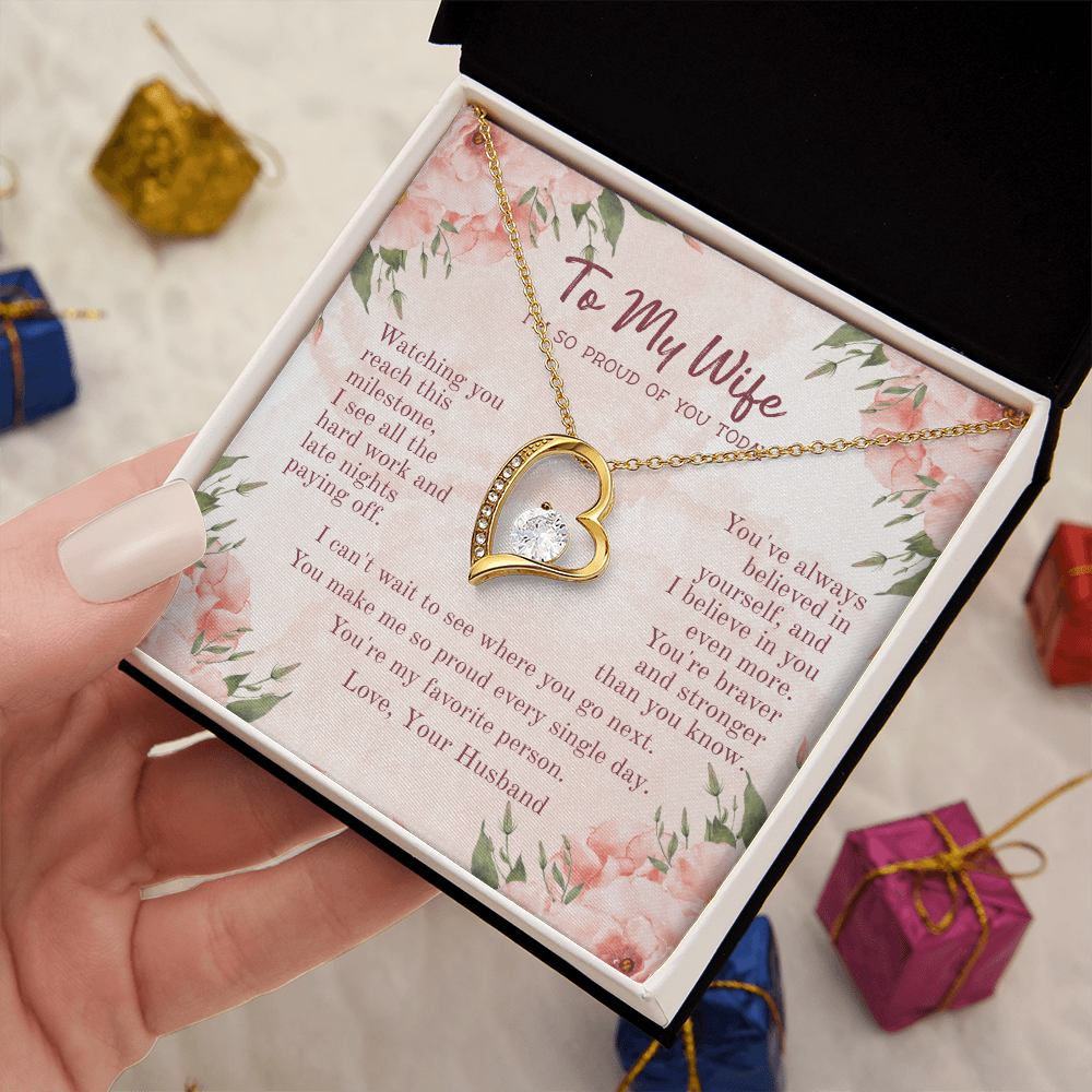 Cherished Forever Love Necklace – Heartfelt Gift for Wife with Message Card
