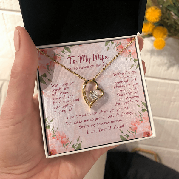 Cherished Forever Love Necklace – Heartfelt Gift for Wife with Message Card